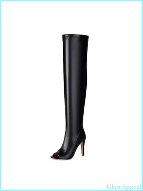 Women's Peep Toe Over The Knee Stiletto Heel Boots PU Zip Thigh High